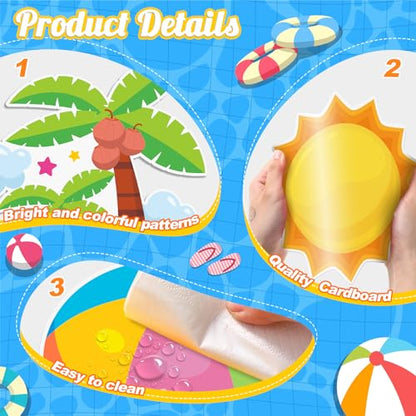 71 Pcs Hello Summer Bulletin Board Set Hawaiian Beach Slippers Sun DIY Borders Bulletin Trim Home School Hawaiian Tropical Party Supplies for Back to School Classroom Chalkboard Wall Door Decor - style: Coastal