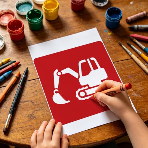 CUTHOLLOW 25PCS Racing and Space Elements Painting Shape Stencils Sets - 8 Inch Reusable&Washable Drawing Template, Different Primary Themed Sidewalk Chalk Art Stencils Kit for Craft Room Wall Paper - style: Racing and Space Elements