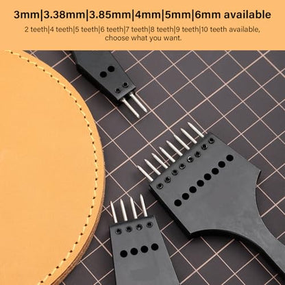 WUTA Leather Stitching Punch, 3nd Removable Round Hole Pricking Irons, Professional Working Hole Punch Tool Set for DIY Leather Craft（3.38mm- 2+9 Hole） - size: 3nd 3.38mm- 2+9 Hole