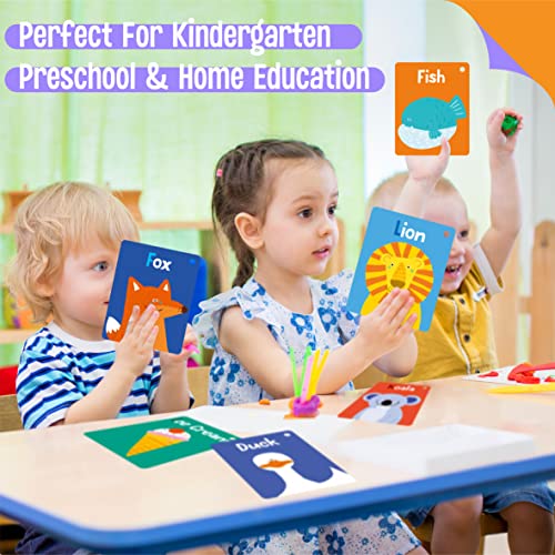 50 PCS Kid First Cognitive Flashcards,Double Sided Printed 7 in 1 Colorful Cards Alphabet,Numbers, Foods,Animals,Shapes,Colors with 3 Reclosable Rings,Learning Tool for Pre-K Kindergarten Toddlers - style: Cognitive Flashcards