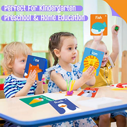 50 PCS Kid First Cognitive Flashcards,Double Sided Printed 7 in 1 Colorful Cards Alphabet,Numbers, Foods,Animals,Shapes,Colors with 3 Reclosable Rings,Learning Tool for Pre-K Kindergarten Toddlers - style: Cognitive Flashcards