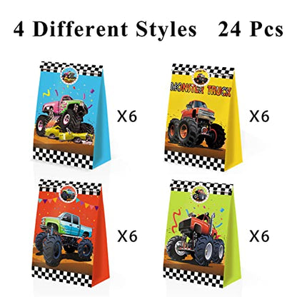 24pcs Monster Truck Goodie Bags - Monster Party Favors & Decorations for Boys' Birthday Parties - style: monster truck