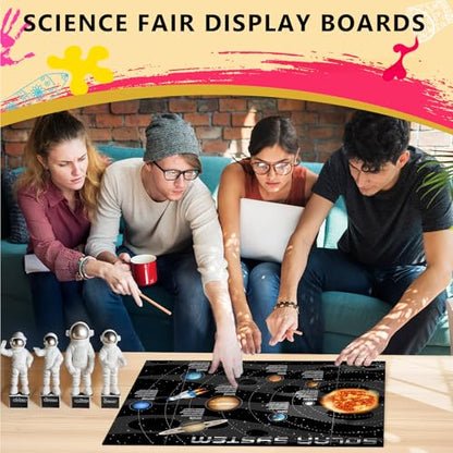 HAUTOCO 3 Pcs Small Black Trifold Poster Board 21 x 14 inches and 12 Pack White Trifold Poster Board 26'' x 15.74'' for Science Fairs, School Projects
