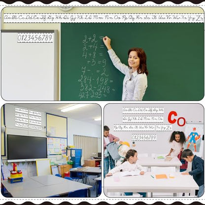 Set of 9 Cursive Writing Bulletin Board Cursive Alphabet Wall Strip for Teacher Supplies, Classroom Teaching Tool, Homeschooling, Kids Education (Classic Black) - style: Classic Black