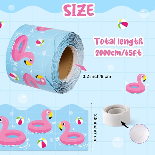 BeYumi Summer Flamingo Border Trim - 65ft Back to School Pool Rolled Border | Tropical Flamingo Beach Swimming Pool Bulletin Board Set School Classroom Office Chalkboard Home Party Holiday Decoration - style: Summer Flamingos