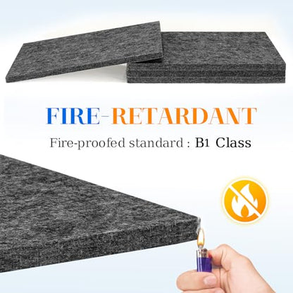 DOLLAR BOSS Felt Cork Board Tiles, 4 Packs 12" x 12" 1/2" Thick Cork Bulletin Board Self Adhesive Acoustic Panels Soundproof Corkboards for Walls with 40 Pushpins for Home Office Kitchen School, Grey | 1/2" Thick, Self Adhesive, Acoustic Soundproof Panels