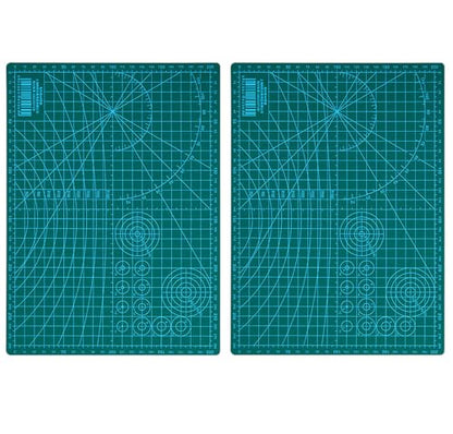 Double Side Cutting Mat, 2 Pcs PVC A4 Size 11.8 Inch x 8.66 Inch Self Healing Scales Cutting Mat for Quilting, Sewing Crafts and Hobby Fabric Precision (Large)