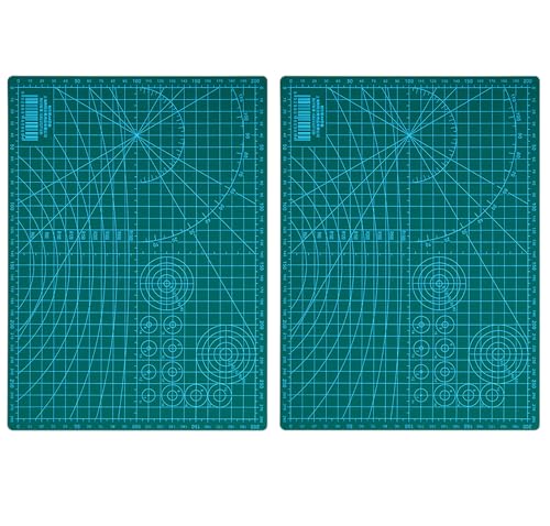 Double Side Cutting Mat, 2 Pcs PVC A4 Size 11.8 Inch x 8.66 Inch Self Healing Scales Cutting Mat for Quilting, Sewing Crafts and Hobby Fabric Precision (Large)