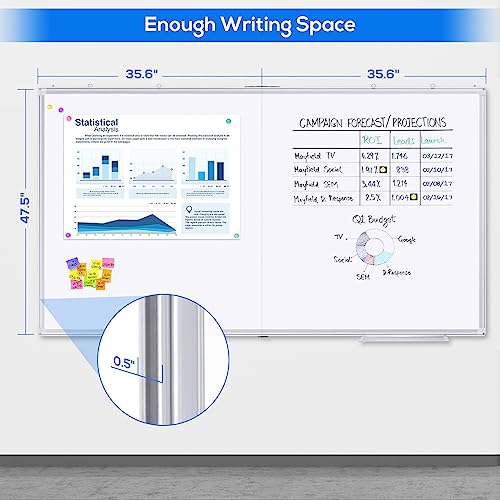 Magnetic White Board Dry Erase Board for Wall，72" x 48" (6ft x 4ft) Wall-Mounted Aluminum Frame Marker Board, Foldable Portable Whiteboard with a Long Pen Tray for School, Classroom, Office & Home - size: 48"W x 72"H, style: Style B