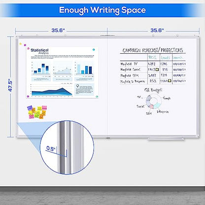 Magnetic White Board Dry Erase Board for Wall，72" x 48" (6ft x 4ft) Wall-Mounted Aluminum Frame Marker Board, Foldable Portable Whiteboard with a Long Pen Tray for School, Classroom, Office & Home - size: 48"W x 72"H, style: Style B