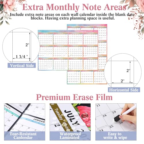 Gueevin 2026-2027 Watercolor Wall Calendar 32" x 48" Dry Erase Erasable Jumbo XL Wet Dry Calendar Large Laminated Planner 12 Month Horizontal Vertical July 2026 to June 2027 for Planning - style: Watercolor