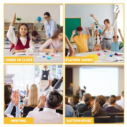 30 Pack Dry Erase Answer Paddles with Handle,Wooden 8 x 10 Inch Double-Sided Handheld Whiteboards Reusable Writing Boards with 30 Markers & 30 Erasers for Classroom Teaching & Auction Paddles Bidding
