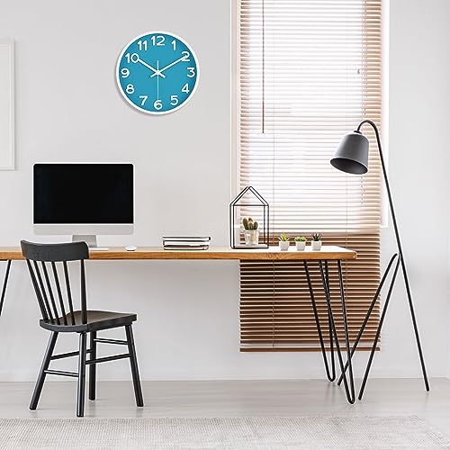 HIPPIH Wall Clock 2 Pack, 10 Inch Modern Wall Clocks Battery Operated, Non Ticking Silent Wall Clock, Simple Small Analog Wall Clock for Living Room, Bedroom, Kitchen, School, Office, Blue - color: Blue, size: 10 inches