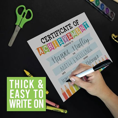 Award Certificates for Students -25 Certificate of Achievement Awards, Gold Star Certificate Paper, Preschool Graduation Certificates for Kids, Kindergarten Diploma, Star Student Honor Roll - style: Colorful Pencil