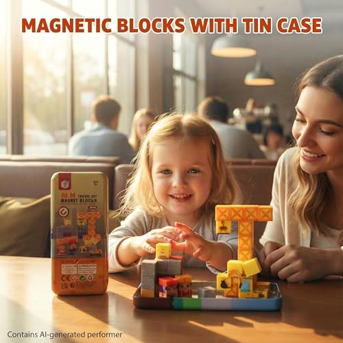 Magnetic Building Blocks 38 Pieces STEM Toy Set Ages 3-8 | Strong magnets, Portable Travel, Safe STEM Construction, Storage Box, Screen-Free, Back-to-School Preschool Gift Boys Girls - style: Construction Block-38pcs