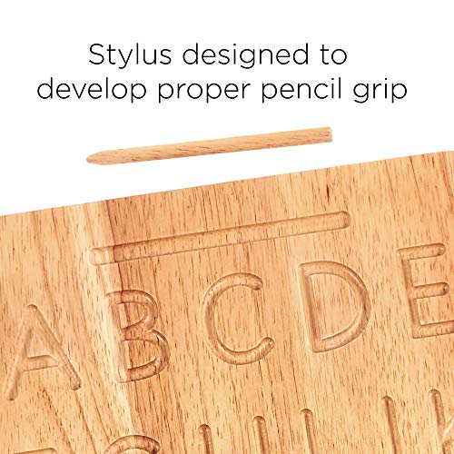 Montessori & Me Wood Alphabet Tracing Board Montessori Letters - Wooden Large Print Letters for Toddler to Preschool - Reversible Uppercase and Lowercase