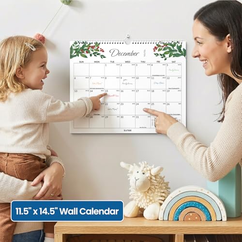 SUNEE Wall Calendar 2026-2027 18 Months Jul. 2026 - Dec. 2027, 14.5"x11.5" Big Grid Hanging Calendar with Note for Organizing & Planning, Monthly Calendar 2026-2027 with Last Month and Next Month, Greenery - color: Greenery