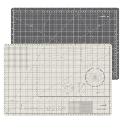 KEARING A3 Self Healing Cutting Mat 12x18 Inch, 3mm Thick Double-Sided High-Contrast Craft Mat with Grid, Premium 5-Ply PVC Construction, Beige and Charcoal Grey, for Sewing, Quilting, Crafts, 1 PCS - size: 18"L x 12"W