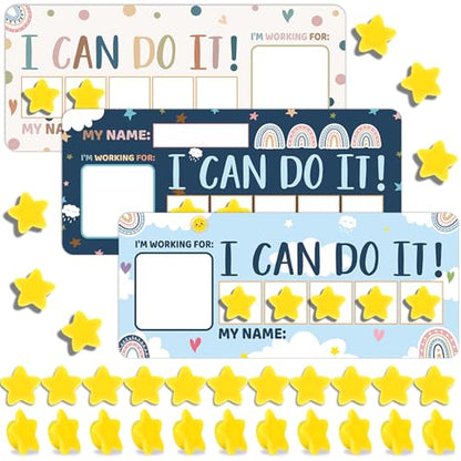 3 Sets Magnetic Rewards Chart for Kids I Can Do It Token Board Boho Rainbow Behavior Chart at Home Positive Star and Customization Goal Box Incentives for Teacher Essentials Elementary Classroom - style: Boho Rainbow