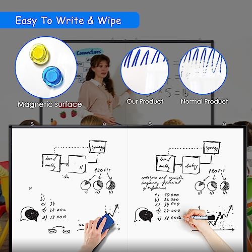 White Board Dry Erase 60x40, Maxtek Large Magnetic Whiteboard Black Dry Erase Boards for Wall, Aluminum Presentation Wall-Mounted Marker Board with a Long Pen Tray for School, Classroom, Office & Home - size: 60"W x 40"H, style: Style A