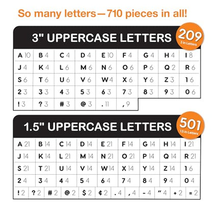 Combo Pack Large & Small Bulletin Board Letters & Numbers, Bright Multicolored 1.5 & 3 in. US Made Capital Alphabet Letters, Numbers, Punctuation for Posters, Bulletin Boards, Classroom (710 pc)