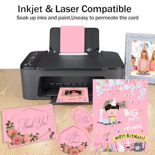 100 Sheets Pink Cardstock 8.5 x 11 Thick Paper, Goefun 80lb Card Stock Printer Paper for Arts & Crafts, Presentations, Stationary Printing - color: pink