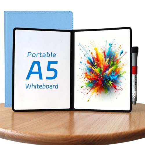 A5 Pocket White Board - Double-Sided Dry Erase Board 8x6 inch - Ultra-Thin 0.3" Portable Whiteboard with Markers & Erase | Anti-Ghosting Surface for Office Home School Student (Double-A5 Blue) - size: Double-A5 Blue