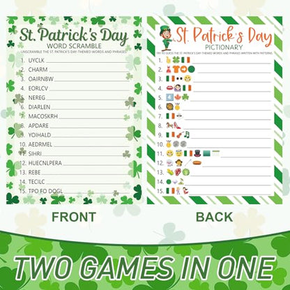 COCHIE St. Patrick's Day Party Games for Adults Family Office Large Groups, Saint Patrick Words Pictionary Game, Riddle Games, Word Scramble Game Classroom Activities - Answer Key (St. Patrick's) - style: St. Patrick's