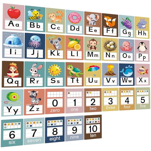 Adduster Alphabet Letters for Wall - ABC Alphabet Poster Classroom Wall Alphabet Alphabet Wall Chart Kindergarten Elementary Classroom Wall Decor Daycare Homeschool Supplies (Bohemia) - color: Bohemia