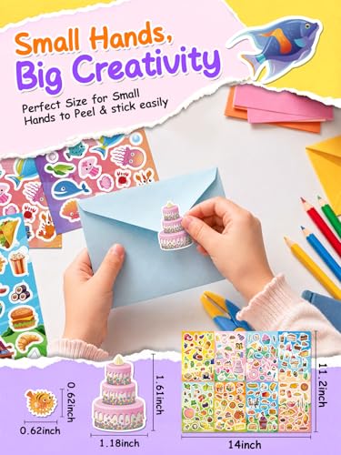 Sinceroduct Stickers for Kids, 1800+ PCS 64 Sheets Ocean Animal Food Stickers, Waterproof Sea Life Stickers for Toddlers, Teachers, Scrapbooking, Party Favors, Goodie Bags, Reward Charts - color: Sea Animal Food-8