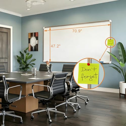 Large Magnetic White Board for Wall,Aluminum & Cork Strip Frame Whiteboard for Office,Presentation Dry Erase Board Wall Mount,Large Whiteboard for School Classroom Huge Whiteboards (72" W x 48" H) - size: 72"W x 48" H