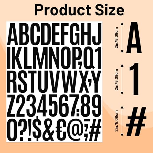 1500 Pcs Letter Stickers Vinyl Mailbox Numbers and Letters, 30 Sheets Large Alphabet Number Stickers Self-Adhesive Waterproof Sticker Letters for Window Vehicle Bulletin Poster Board (Black, 2 Inch) - color: Black, size: 2 Inch