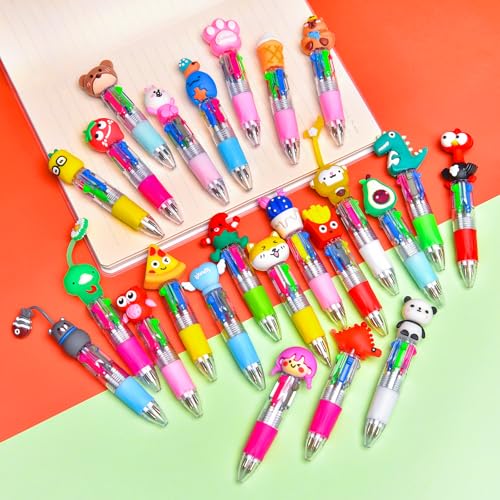 24Pcs Mini Multicolor Pens in One 4-in-1, Cute Pens Bulk for Party Favors and Birthdays, Delightful Ballpoint Pen Back To School Gifts Classroom Student Prizes - style: 24pcs