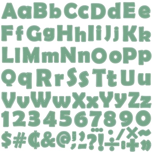 260pcs Letters Combo Pack Set Eucalyptus Classroom Decorations, Green Alphabet Letters Numbers Bulletin Board Block Accents Cutouts for Students Kids - style: green