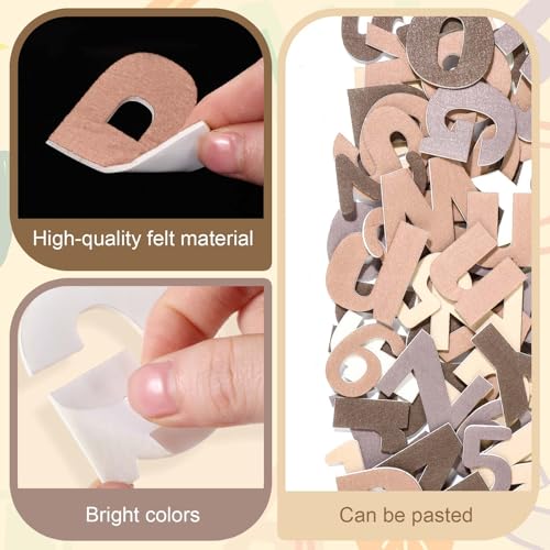 Breling 310 Pieces Felt Letter Bulletin Board Letters Sticker with Number 2" Bulk Self Adhesive ABC Upper Lowercase Sticky Letter for Xmas Gift Bulletin Board Classroom(Brown Color) - color: Brown Color