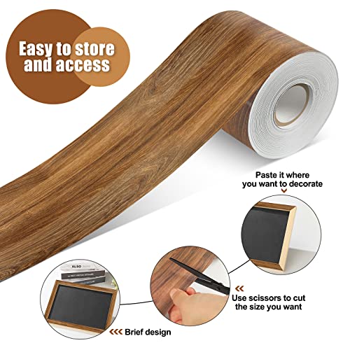 Zonon 65 Feet Wood Grain Classroom Bulletin Board Borders 1 Roll of Brown Bulletin Board Straight Borders Trim for Back to School Classroom School Decoration Whiteboard - style: Wood Grain