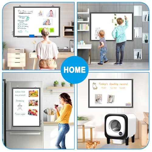 H-Qprobd 36"x24" White Board for Wall Double-Sided Magnetic Dry Erase Board with Black Aluminum Frame, Presentation Whiteboard Suitable for Home, Office, Classroom & Kitchen - size: 36"W x 24"H
