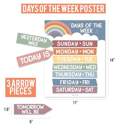 Hadley Designs Classroom Calendar Set Bulletin Board Decorations - Boho School Calendar for Classroom Decor, Kindergarten Preschool Elementary Teacher Must Haves, Homeschool & Daycare Essentials - style: Boho Pastel