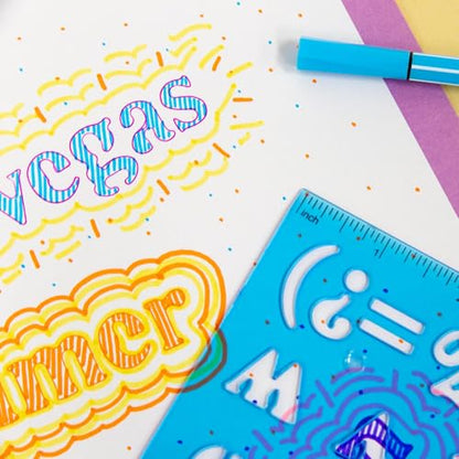 BAZIC 20 mm Transparent Lettering Stencil Ruler Sets, 2 Per Pack (305-24P)