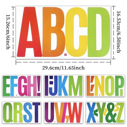 6 Inch Letter Stickers, 76 Pieces Self Adhesive Large Alphabet Symbol Sticker for Mailbox, Door, Truck and Outdoor, Waterproof & Weatherproof, 14 Sheets Multi - color: Multi