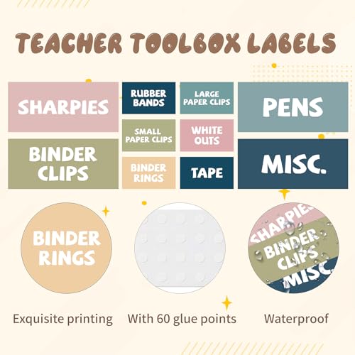 42 Pieces Teacher Toolbox Labels Tool Box Storage Label Classroom Supply Decor for Back to School Teachers Classroom Organization (Boho) - style: Bohemian