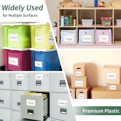 NIUBIER Storage Bin Labels, 36 Pcs Clear Adhesive Pockets for 3×3.5 in Card | Removable Tote Label Stickers, Index Card Holder for Tote Box Bins Cabinet, Plastic Label Holders, Waterproof, Sticky Backing - size: 3.1×3.9 inch