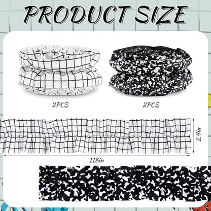 Mooliwe 4 Rolls 40ft Ruffled Black and White Bulletin Board Border for Classroom Fabric Decorate Bulletin Board Trim for Back to School Classroom Teacher Desks Doors Walls Decorations Essentials - style: Popular Styles