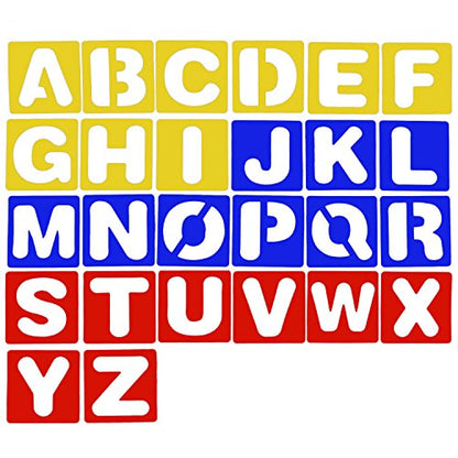 TecUnite 26 Pieces Alphabet Stencils Set Plastic Letter Stencils for Painting Learning, DIY Craft Decoration (4 x 4 Inches) - size: 4 x 4 Inches