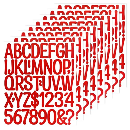 2-Inch Letter Number Sticker - Self Adhesive Capital Alphabet Stickers for Mailbox, Bulletin Board, Scrapbooking and DIY Crafts Making, 8 Sheets Red - color: Red