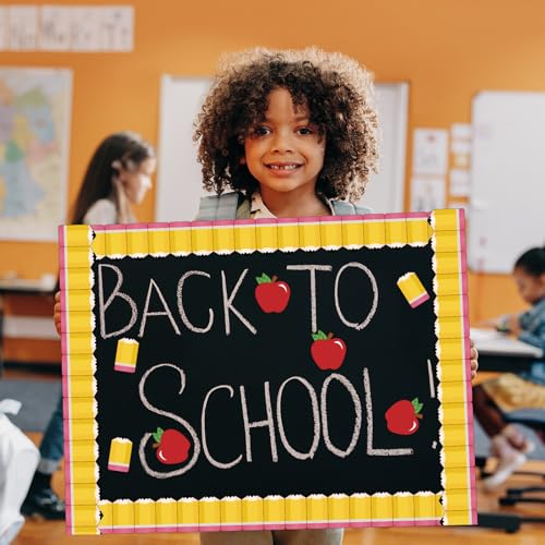 82Ft Back to School Bulletin Board Border, 1 Roll Pencil Pattern Trim Border Non-Stick Border Roll for Preschool Classroom Chalkboard Bulletin Board School Opening Wall Window Door Decor
