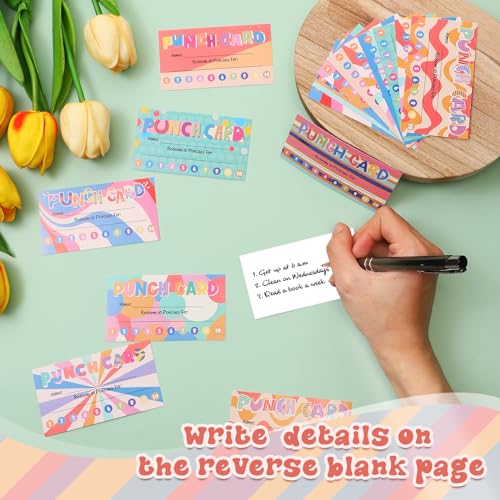 Fumete 400 Pcs Punch Cards for Classroom Reward Cards Behavior Incentive Loyalty Awards for Kids Students Teachers School Business, 8 Styles, 3.5 x 2 in(10 Bright Punches Style) - style: 10 Bright Punches Style