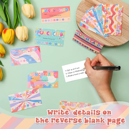 Fumete 400 Pcs Punch Cards for Classroom Reward Cards Behavior Incentive Loyalty Awards for Kids Students Teachers School Business, 8 Styles, 3.5 x 2 in(10 Bright Punches Style) - style: 10 Bright Punches Style
