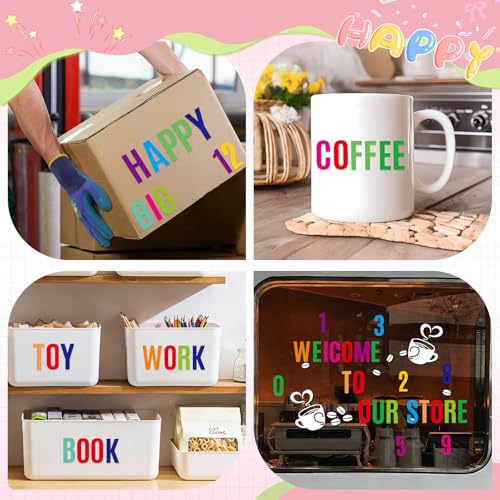 414Pcs Letter Stickers Alphabet Stickers 15 Sheets 2 Inch Vinyl Letter Sticker Self Adhesive Alphabet Number Stick on Sticker for Scrapbook Classroom Craft Window Bulletin Board Sign Mailbox Numbers - color: Colorful