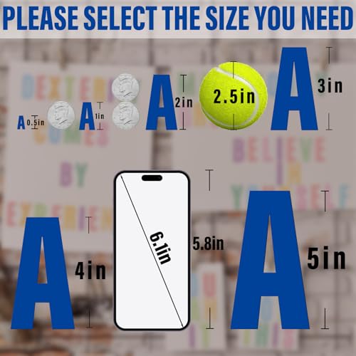 1550 Pcs 10 Sheets Letter Stickers,Self Adhesive Waterproof 1/2 Inch Mailbox Numbers Vinyl Stickers,Alphabet Decals for Water Bottle,Window,Classroom,Car,Laptop,Scrapbook (Blue, 0.5 Inch) - color: Blue, size: 0.5 Inch